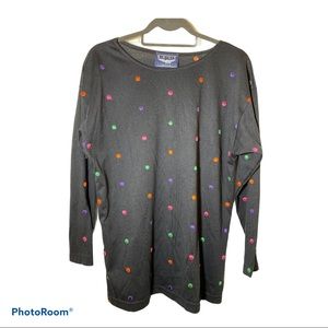 Dark Blue Sweater with Embroidered Dots